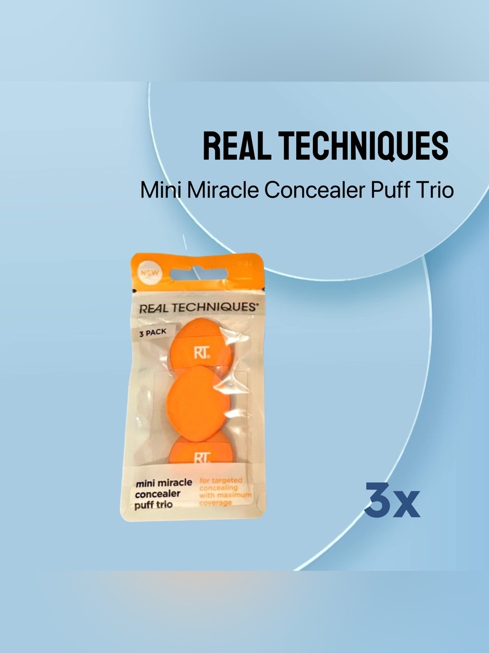 ⬇️🇺🇸🆕NIB REAL TECHNIQUES | Conceal & Cover Mini Miracle Concealer Puff trio*